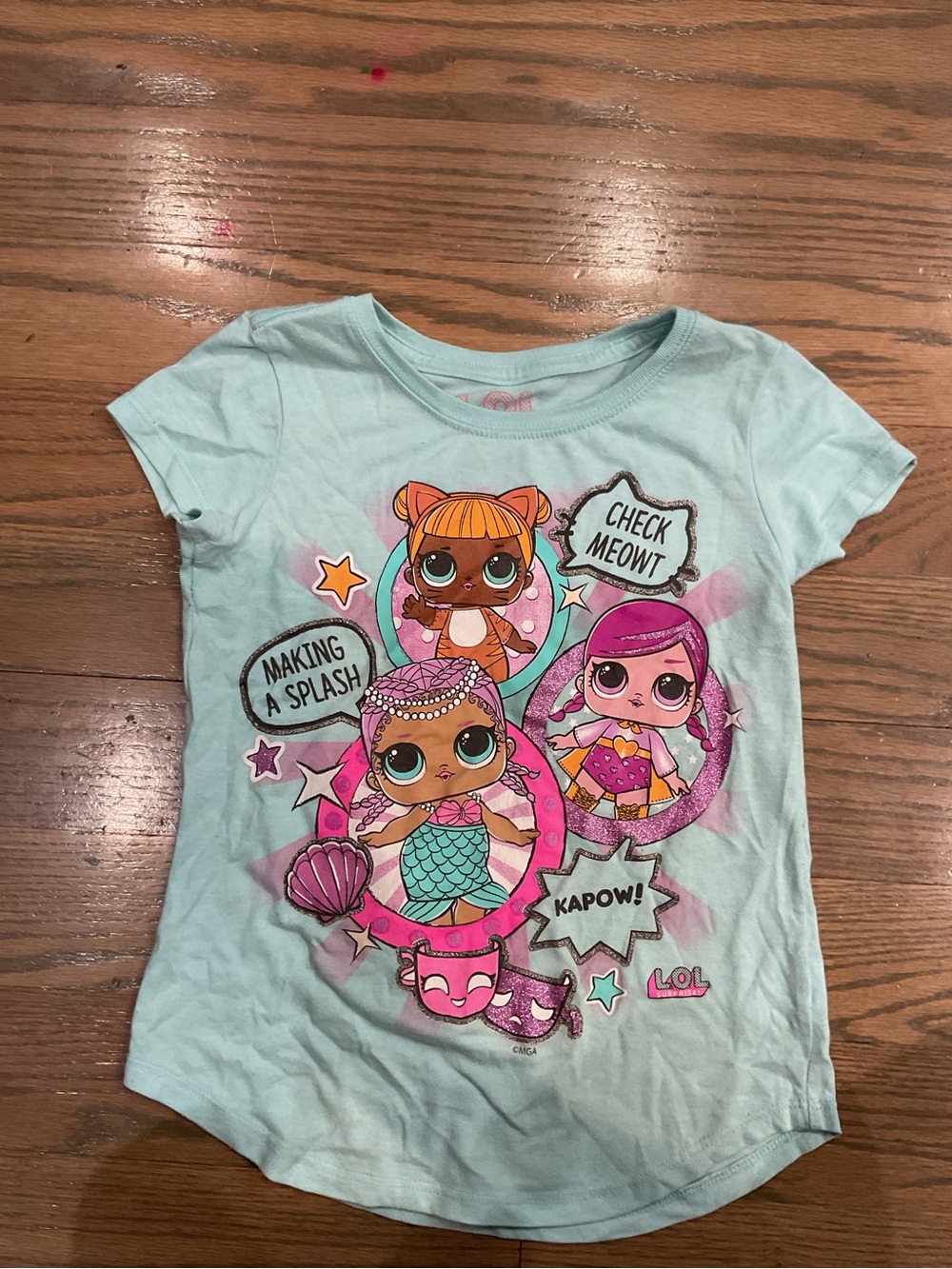 L.O.L. Surprise! Girls Aqua Graphic Shirt Size M (7/8)